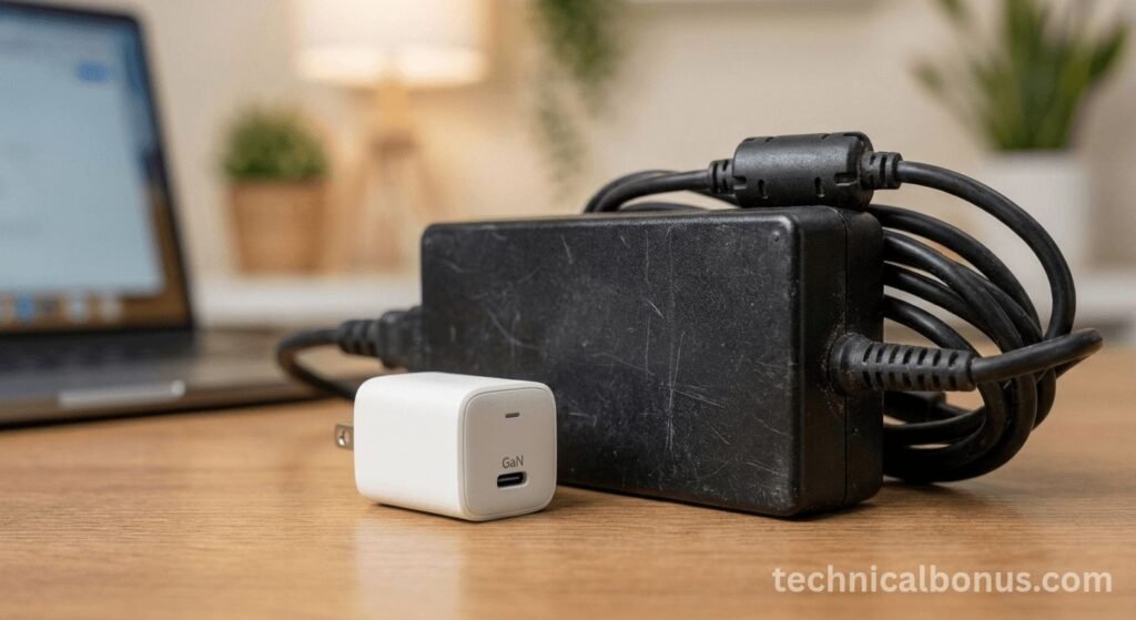GaN charger vs traditional power brick size comparison – technicalbonus.com