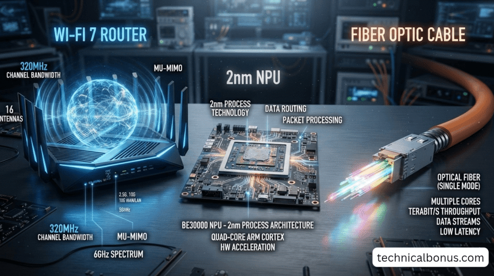 Wi-Fi 7 vs Fiber Optic Networking Speed Logic