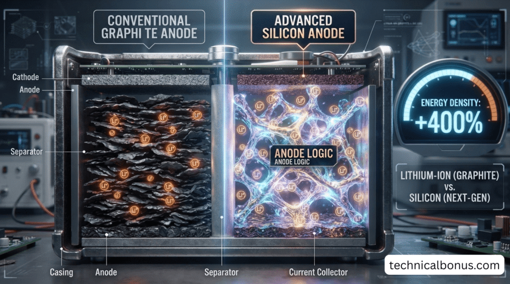Silicon Anode vs Lithium-Ion Battery Architecture Logic